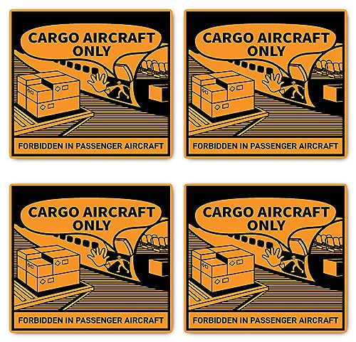 Aufkleber: 110x120 mm, 4 Stück - Kennzeichnung für Versandstücke - Transportkennzeichen - cargo aircraft only - forbidden in passenger aircraft - ICAO - ADR/GHS/DGR/UN Gefahrgut von Havati