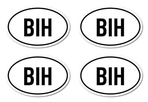 Aufkleber: 150x100 mm, 4 Stück - Länderkennzeichen - BIH - Bosnien-Herzegowina - (schwarz/weiß) von Havati
