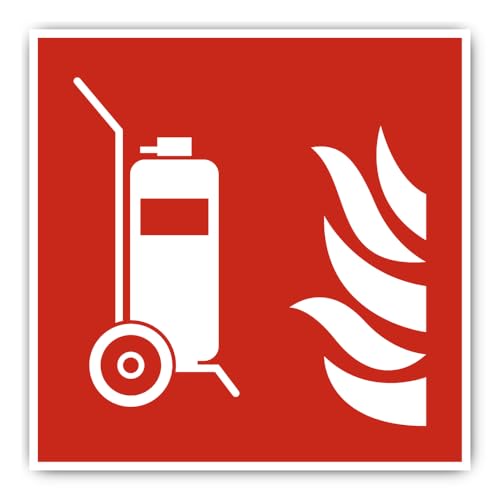 Aufkleber: 200x200 mm, 1 Stück - Fahrbarer Feuerlöscher - Brandschutzzeichen - F009 - rot/weiß - DIN EN ISO 7010 / ASR A1.3 von Havati