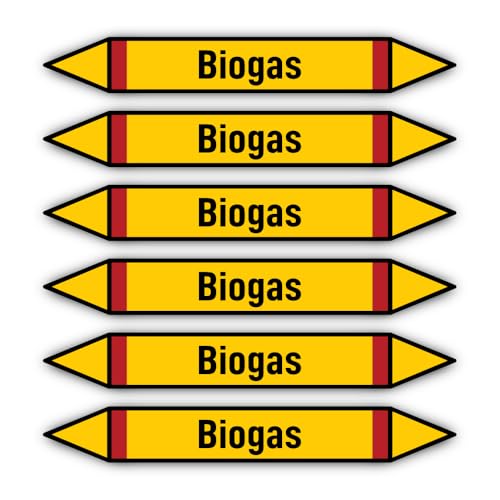 Aufkleber: 200x30 mm, 6 Stück - Gruppo 4 - Gas Infiammabili - Rohrleitungskennzeichnung - nach DIN 2403 - Sprache: italienisch - Biogas Aufkleber: 200x30 mm, 6 Stück - Gruppo 4 - Gas Infiammabili - Rohrleitungskennzeichnung - nach DIN 2403 - Sprache: italienisch - Biogas von Havati