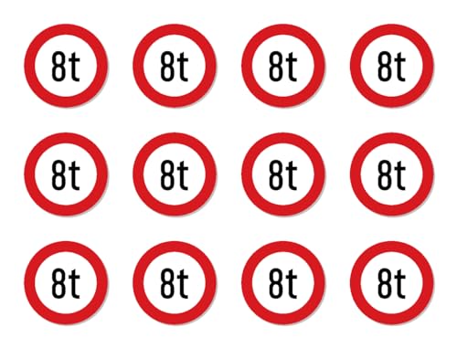 Aufkleber: ⌀ 25 mm, 12 Stück - Zulässiges Maximalgewicht - 8 t - Tonnen - StVO Zeichen Z-262 Aufkleber: ⌀ 25 mm, 12 Stück - Zulässiges Maximalgewicht - 8 t - Tonnen - StVO Zeichen Z-262 von Havati
