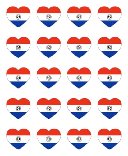 Aufkleber: 25 mm, 20 Stück - Paraguay Herzflagge Sticker Set 20 Vinyl 25mm wasserfest Deko Aufkleber: 25 mm, 20 Stück - Paraguay Herzflagge Sticker Set 20 Vinyl 25mm wasserfest Deko von Havati