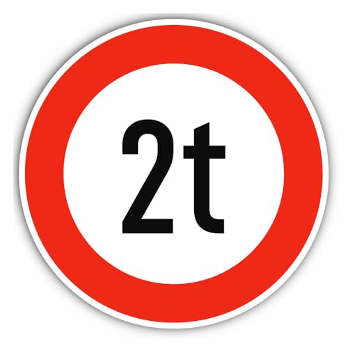 Aufkleber: ⌀ 250 mm, 1 Stück - Zulässiges Maximalgewicht - 2 t - Tonnen - StVO Zeichen Z-262 Aufkleber: ⌀ 250 mm, 1 Stück - Zulässiges Maximalgewicht - 2 t - Tonnen - StVO Zeichen Z-262 von Havati
