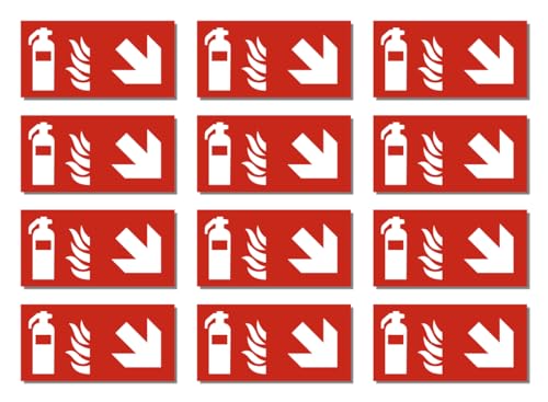 Aufkleber: 25x50 mm, 12 Stück - Feuerlöscher - Kombination mit Pfeil rechts abwärts - Brandschutzzeichen - F001 - rot/weiß - DIN EN ISO 7010 / ASR A1.3 Aufkleber: 25x50 mm, 12 Stück - Feuerlöscher - Kombination mit Pfeil rechts abwärts - Brandschutzzeichen - F001 - rot/weiß - DIN EN ISO 7010 / ASR A1.3 von Havati