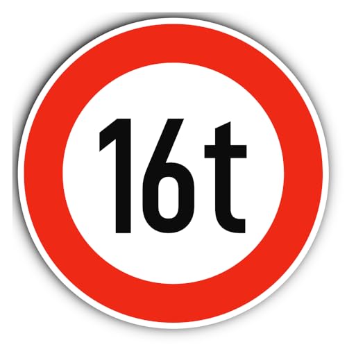 Aufkleber: ⌀ 300 mm, 1 Stück - Zulässiges Maximalgewicht - 16 t - Tonnen - StVO Zeichen Z-262 Aufkleber: ⌀ 300 mm, 1 Stück - Zulässiges Maximalgewicht - 16 t - Tonnen - StVO Zeichen Z-262 von Havati