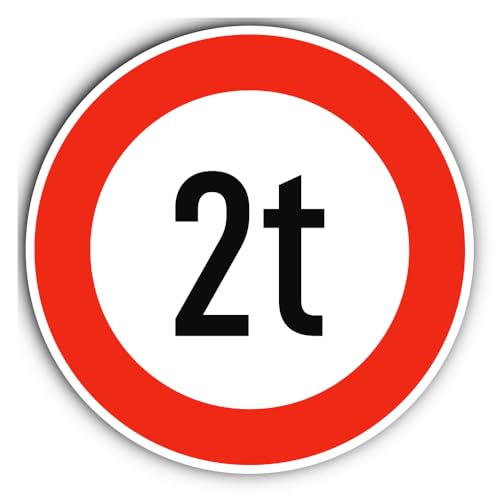 Aufkleber: ⌀ 300 mm, 1 Stück - Zulässiges Maximalgewicht - 2 t - Tonnen - StVO Zeichen Z-262 von Havati