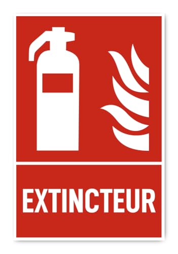 Aufkleber: 300x200 mm, 1 Stück - Feuerlöscher - Brandschutzzeichen mit Text (französisch) (rot/weiß) - hochkant - F006 - DIN EN ISO 7010 / ASR A1.3 von Havati