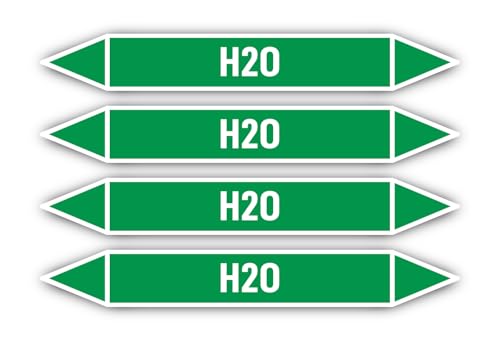 Aufkleber: 300x45 mm, 4 Stück - Grupo 1 - Agua - Rohrleitungskennzeichnung - nach DIN 2403 - Sprache: spanisch - H2O von Havati