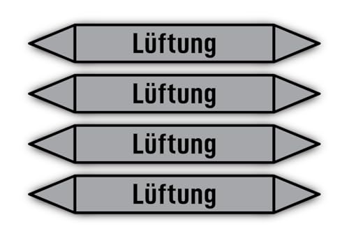 Aufkleber: 300x45 mm, 4 Stück - Gruppe 3 - Luft - Rohrleitungskennzeichnung - nach DIN 2403 - Sprache: deutsch - Lüftung von Havati
