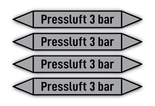 Aufkleber: 300x45 mm, 4 Stück - Gruppe 3 - Luft - Rohrleitungskennzeichnung - nach DIN 2403 - Sprache: deutsch - Pressluft 3 bar Aufkleber: 300x45 mm, 4 Stück - Gruppe 3 - Luft - Rohrleitungskennzeichnung - nach DIN 2403 - Sprache: deutsch - Pressluft 3 bar von Havati