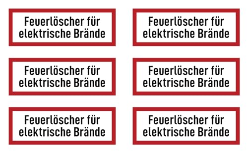Aufkleber: 37x105 mm, 6 Stück - Feuerlöscher für elektrische Brände - Brandschutzzeichen - Hinweisschild auf Brandschutzeinrichtung und Einsatzhinweise - DIN 4066 - D1 Aufkleber: 37x105 mm, 6 Stück - Feuerlöscher für elektrische Brände - Brandschutzzeichen - Hinweisschild auf Brandschutzeinrichtung und Einsatzhinweise - DIN 4066 - D1 von Havati