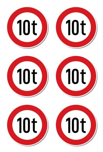 Aufkleber: ⌀ 50 mm, 6 Stück - Zulässiges Maximalgewicht - 10 t - Tonnen - StVO Zeichen Z-262 Aufkleber: ⌀ 50 mm, 6 Stück - Zulässiges Maximalgewicht - 10 t - Tonnen - StVO Zeichen Z-262 von Havati