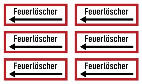 Aufkleber: 52x148 mm, 6 Stück - Feuerlöscher - Hinweisschild auf Brandschutzeinrichtung und Einsatzhinweise - DIN 4066 - D2 mit Richtungspfeil links Aufkleber: 52x148 mm, 6 Stück - Feuerlöscher - Hinweisschild auf Brandschutzeinrichtung und Einsatzhinweise - DIN 4066 - D2 mit Richtungspfeil links von Havati