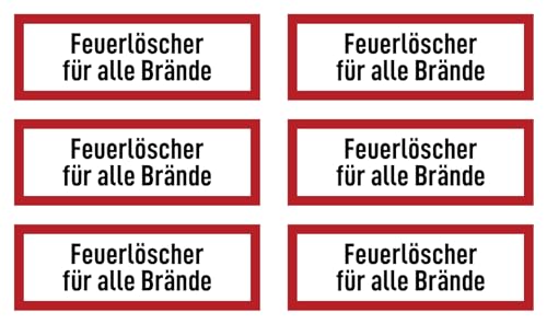Aufkleber: 52x148 mm, 6 Stück - Feuerlöscher für alle Brände - Brandschutzzeichen - Hinweisschild auf Brandschutzeinrichtung und Einsatzhinweise - DIN 4066 - D1 Aufkleber: 52x148 mm, 6 Stück - Feuerlöscher für alle Brände - Brandschutzzeichen - Hinweisschild auf Brandschutzeinrichtung und Einsatzhinweise - DIN 4066 - D1 von Havati