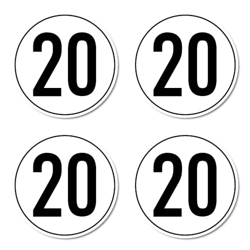 Aufkleber: ⌀ 75 mm, 4 Stück - StVO - Geschwindigkeit - 20 km/h - km/h - z.B. für Baumaschinen und Anhänger von Havati