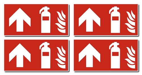 Aufkleber: 75x150 mm, 4 Stück - Feuerlöscher - Kombination mit Pfeil geradeaus/aufwärts - Brandschutzzeichen - F001 - rot/weiß - DIN EN ISO 7010 / ASR A1.3 Aufkleber: 75x150 mm, 4 Stück - Feuerlöscher - Kombination mit Pfeil geradeaus/aufwärts - Brandschutzzeichen - F001 - rot/weiß - DIN EN ISO 7010 / ASR A1.3 von Havati