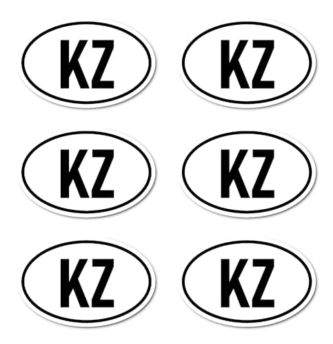 Aufkleber: 75x50 mm, 6 Stück - Länderkennzeichen - KZ - Kasachstan - (schwarz/weiß) von Havati