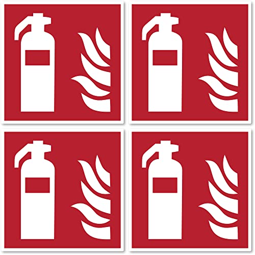 Feuerlöscher Brandschutzzeichen: F001 - DIN EN ISO 7010 / ASR A1.3 - Aufkleber: 10 cm, 4 Stück von Havati