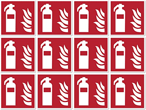 Feuerlöscher Brandschutzzeichen: F001 - DIN EN ISO 7010 / ASR A1.3 - Aufkleber: 2,5 cm, 12 Stück von Havati