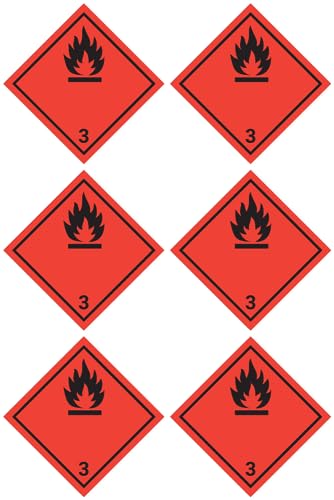 Laminierte Aufkleber: 50x50 mm, 6 Stück - Gefahrzettel - Gefahrgutklasse - Klasse 3 - schwarz - entzündbare flüssige Stoffe - ADR/GHS/DGR/UN Sicherheitspiktogramm Laminierte Aufkleber: 50x50 mm, 6 Stück - Gefahrzettel - Gefahrgutklasse - Klasse 3 - schwarz - entzündbare flüssige Stoffe - ADR/GHS/DGR/UN Sicherheitspiktogramm von Havati