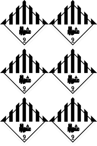 Laminierte Aufkleber: 50x50 mm, 6 Stück - Gefahrzettel - Gefahrgutklasse - Klasse 9A - verschiedene gefährliche Stoffe und Gegenstände - ADR/GHS/DGR/UN Sicherheitspiktogramm von Havati