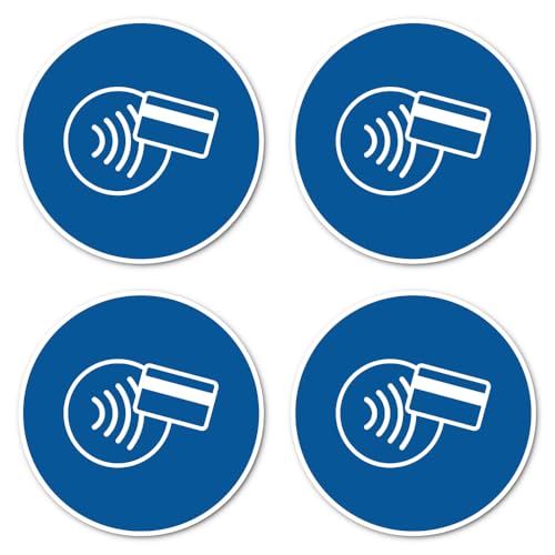 NFC Zahlung akzeptiert, Gebotszeichen - in Anlehnung an DIN EN ISO 7010 / ASR A1.3 - Aufkleber: Ø 15 cm, 4 Stück von Havati