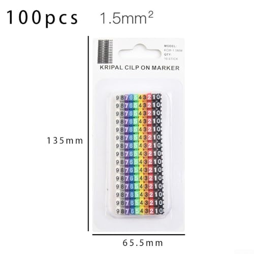 100 Stück nummeriert für Drahtanhänger, bunte Kabelmarkierungen für einfache Identifizierung, Clip-On-Stil, passend für verschiedene Drahtgrößen (1,5 mm) von HavenDomicile