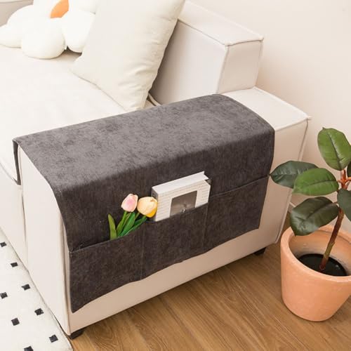 HavenDomicile Moderne Polyester-Sofa-Armlehnenbezüge für Wohn-Styling und Möbelpflege (Schwarz und Grau) von HavenDomicile