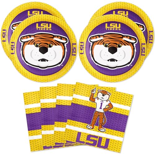 Havercamp LSU Party for 16! Set includes 16 Appetizer Plates & 16 Party Napkins.Featuring Mike the Tiger for Tailgate, Football Party, Birthday or University events von Havercamp