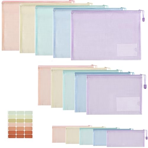 Havnidy 15 Stück Dokumententasche mit Reißverschluss,A4+A5+A6 Wasserdichte Document Case, Reißverschlusstasche, Zip File Bag, Zipper Pockets für Datei,Papier, Quittungen, Kosmetika, 5 Farben Havnidy 15 Stück Dokumententasche mit Reißverschluss,A4+A5+A6 Wasserdichte Document Case, Reißverschlusstasche, Zip File Bag, Zipper Pockets für Datei,Papier, Quittungen, Kosmetika, 5 Farben von Havnidy