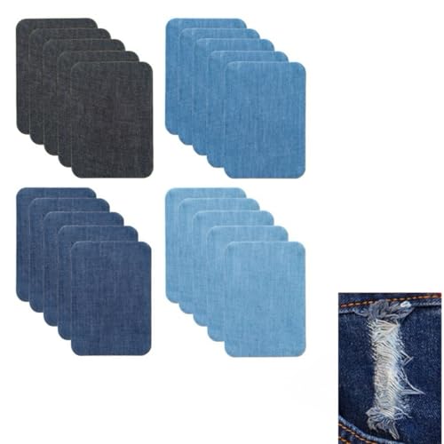 Aufnäher zum Aufbügeln, 12 Stück, verschiedene Blautöne, Größe 7,5 cm x 10,5 cm, für Reparatur und Dekoration von Kleidung, sehr widerstandsfähiger Schmelzkleber von Hawfund