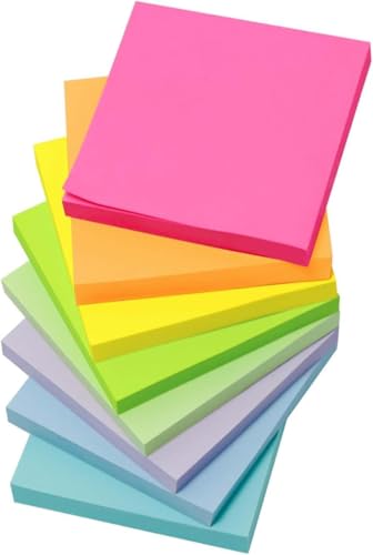 800 Stück Sticky Notes, Haftnotizzettel,8 Packung Farbige Haftnotizen, Selbstklebende Klebezettel 76mm Haftnotizen zum Markieren und Hervorheben von Seiten, Schreibbar,für Schule, Zuhause, Büro von Hawfund