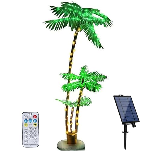 Led Baum für Draußen,Solar Lichterbaum Aussen mit Fernbedienung,Künstliche Palme beleuchtet,Palmenlampe Aussen von 180 cm zur Dekoration von Garten Balkon Innen- und Außenbereich von Hawofly