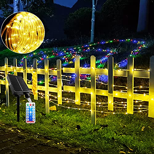 Lichtschläuche Lichterkette,Solar-Lichterkette, 20 m 200 LEDs, IP65 wasserdicht Solar-LED-Lichtstreifen für Garten, Weg, Pool, Baum, Weihnachten, Hochzeit (warmweiß) von Hawofly