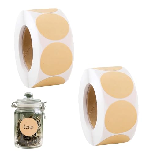 1000PCS Kraftpapier Aufkleber Sticker 25mm, Klebeetiketten Zum Beschriften, Aufkleber Textil Zum Beschriften, Aufkleber Zum Beschriften Für Geschenkverpackung, Weihnachten, Party, Textil, Scrapbooking von Hawpasy