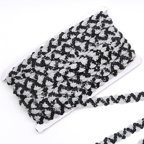 Hayaww 12 M 18 mm Wellen Glänzende Pailletten Stoff Ribbon Trim Paillette band GlitzerPailletten Bänder Borten Pailletten band Gewebte Paillettenband für DIY Nähen Kostüme,Handwerk(Silberner Boden) Hayaww 12 M 18 mm Wellen Glänzende Pailletten Stoff Ribbon Trim Paillette band GlitzerPailletten Bänder Borten Pailletten band Gewebte Paillettenband für DIY Nähen Kostüme,Handwerk(Silberner Boden) von Hayaww