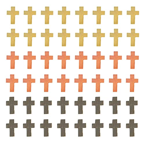 Hayaww 120 Pcs Holzkreuz Perlen Kleine Kreuz-AnhäNger Aus Holz Holzkreuz AnhäNger DIY Kreuz Charms Wandkreuz Aus Holzkreuz Party Handwerk Holz Verzierung FüR DIY Schmuck Halskette Armband（3 Farben） von Hayaww