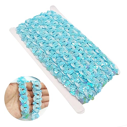 Hayaww 13m × 15mm Zierband Glitzer Glänzendes Zierband Pailletten Bänder Trim Paillette Band Borten Pailletten Band Glitzer Borte Zierband Geflochten Für Diy NäHen Handwerk Kleidung Dekoration (Blau) von Hayaww