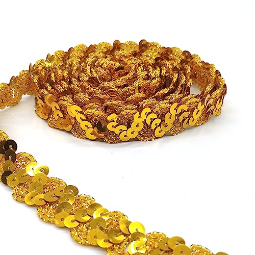 Hayaww 15 Yards 15mm Pailletten Bänder, BauchtanzgüRtel Paillettenband Paillette Paillette Trim Paillettenband Glitzer Borte Aus Dekoband FüR Diy NäHen KostüMe Handwerk Verzierungen (Gold) von Hayaww