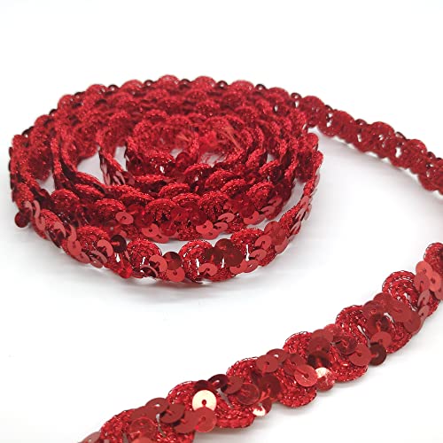 Hayaww 15 Yards 15mm Pailletten Bänder, BauchtanzgüRtel Paillettenband Paillette Paillette Trim Paillettenband Glitzer Borte Aus Dekoband FüR Diy NäHen KostüMe Handwerk Verzierungen (Rot) von Hayaww