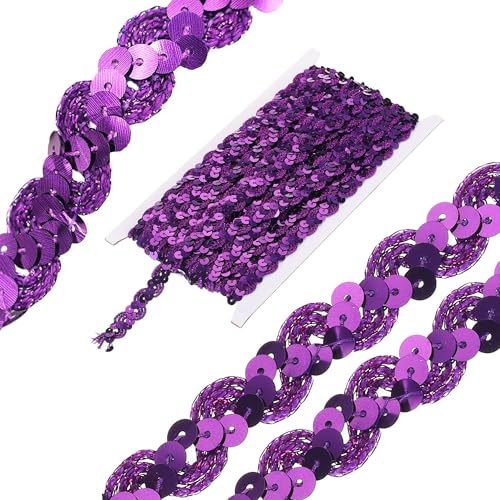 Hayaww 13 m×15 mm Zierband Glitzer Glänzendes Zierband Pailletten Bänder Trim Paillette Band Borten Band Glitzer Borte Geflochten Für Diy Nähen Handwerk Kleidung Kleid Dekoration (E) von Hayaww