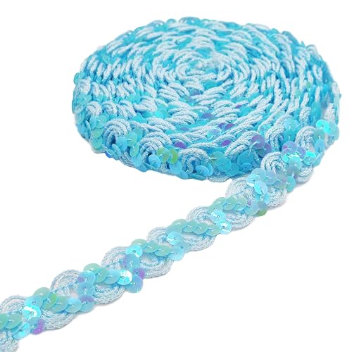 Hayaww 13m×15mm Zierband Glitzer Glänzendes Zierband Pailletten Bänder Trim Paillette Band Borten Pailletten Band Glitzer Borte Zierband Geflochten Für Diy NäHen Handwerk Kleidung Kleid Dekoration von Hayaww