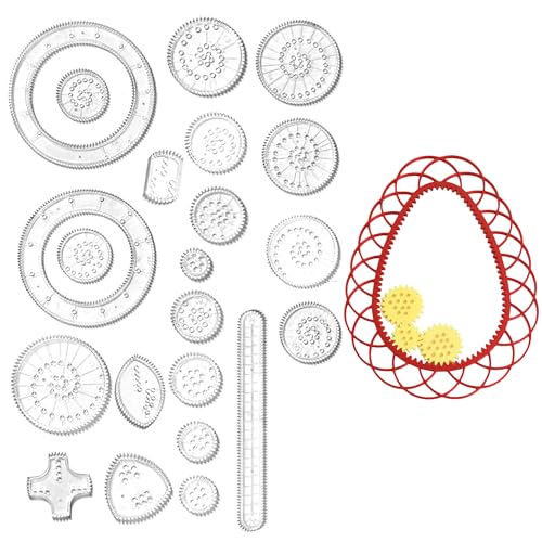 Hayaww 26 Stück Spiral Designer Spirograph Lineal Drawing Set Geometrisches Lineal Multifunktionales Spirograph Set Multifunktionales Spirograph Zeichenwerkzeug Zeichenschablonen Malschablonen (A) von Hayaww