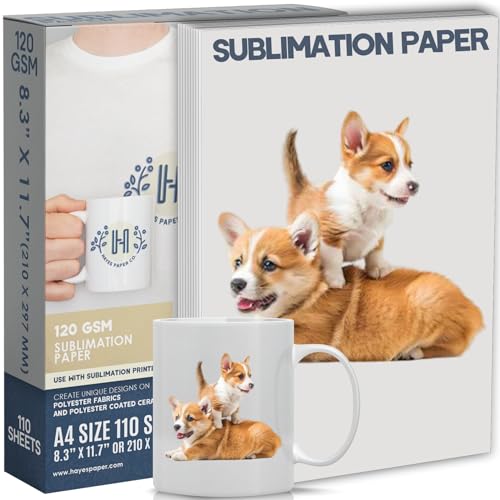 HAYES PAPER CO. Sublimationspapier zum Heißpressen auf T-Shirts und Keramikbecher Qualität 120 g/m² A4 Format 110 Blatt HAYES PAPER CO. Sublimationspapier zum Heißpressen auf T-Shirts und Keramikbecher Qualität 120 g/m² A4 Format 110 Blatt von Hayes Paper Co.