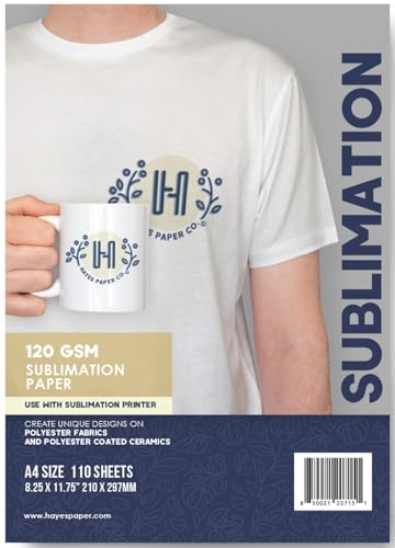 HAYES PAPER CO. Sublimationspapier zum Heißpressen auf T-Shirts und Keramikbecher Qualität 120 g/m² A4 Format 110 Blatt HAYES PAPER CO. Sublimationspapier zum Heißpressen auf T-Shirts und Keramikbecher Qualität 120 g/m² A4 Format 110 Blatt von Hayes Paper Co.