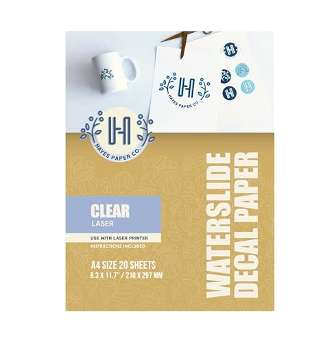 Hayes Paper, Wasserschiebefolie, Aufkleberpapier, LASERDRUCKER TRANSPARENT, 20 Seiten Erstklassiges Waterslide Wassertransferpapier, Durchsichtig, Bedruckbare Decalfolie, Klebefolie, A4-Größe Hayes Paper, Wasserschiebefolie, Aufkleberpapier, LASERDRUCKER TRANSPARENT, 20 Seiten Erstklassiges Waterslide Wassertransferpapier, Durchsichtig, Bedruckbare Decalfolie, Klebefolie, A4-Größe von Hayes Paper Co.