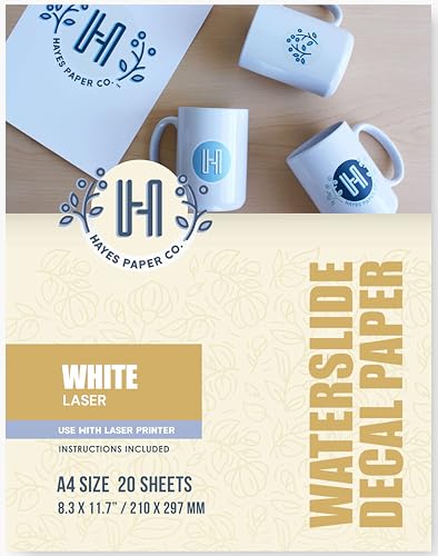 Hayes Paper, Wasserschiebefolie, Aufkleberpapier, LASERDRUCKER WEISS, 20 Seiten Erstklassiges Waterslide Wassertransferpapier, WEISS, Bedruckbare Decalfolie, Klebefolie, A4-Größe Hayes Paper, Wasserschiebefolie, Aufkleberpapier, LASERDRUCKER WEISS, 20 Seiten Erstklassiges Waterslide Wassertransferpapier, WEISS, Bedruckbare Decalfolie, Klebefolie, A4-Größe von Hayes Paper Co.