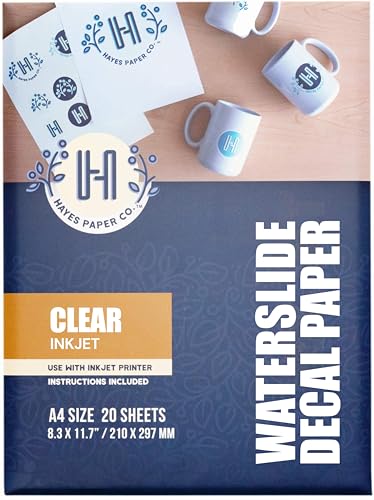 Hayes Paper, Wasserschiebefolie, Aufkleberpapier, TINTENSTRAHL TRANSPARENT, 20 Seiten Erstklassiges Waterslide Wassertransferpapier, Durchsichtig, Bedruckbare Decalfolie, Klebefolie, A4-Größe Hayes Paper, Wasserschiebefolie, Aufkleberpapier, TINTENSTRAHL TRANSPARENT, 20 Seiten Erstklassiges Waterslide Wassertransferpapier, Durchsichtig, Bedruckbare Decalfolie, Klebefolie, A4-Größe von Hayes Paper Co.
