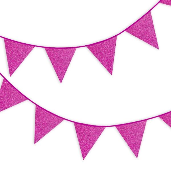 Glitzer-Wimpelkette in Fuchsia-Pink mit Glitzer Effekt, 6m, ein Stück von Haza Groep B.V.