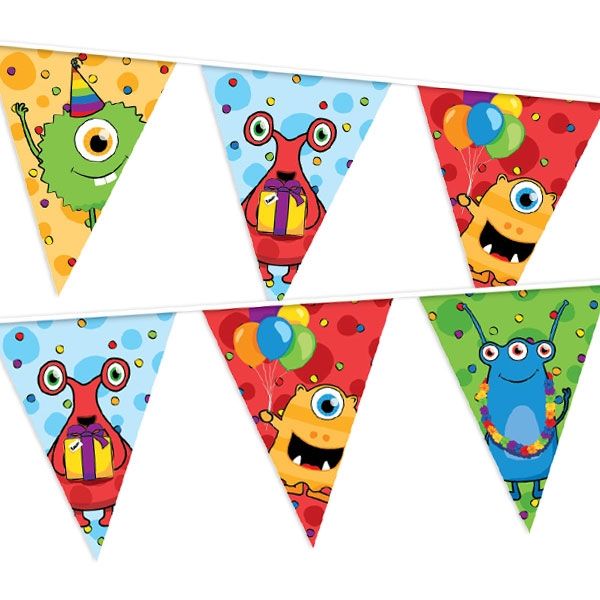 "Monster", bunte Wimpelkette aus Folie für drinnen und draußen, 10 m "Monster", bunte Wimpelkette aus Folie für drinnen und draußen, 10 m von Haza Groep B.V.